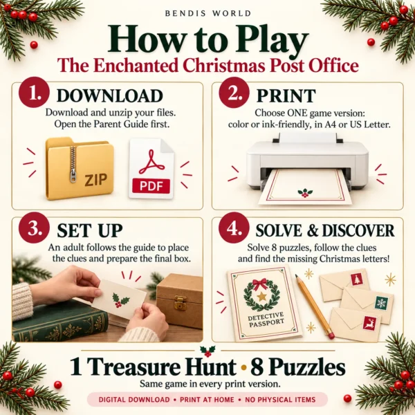 03_Christmas_Post_Office_How_to_Play Christmas Treasure Hunt Printable for Kids β The Enchanted Christmas Post Office