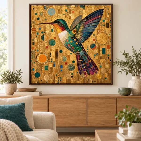 Gold Hummingbird Printable Wall Art – Gilded Wings