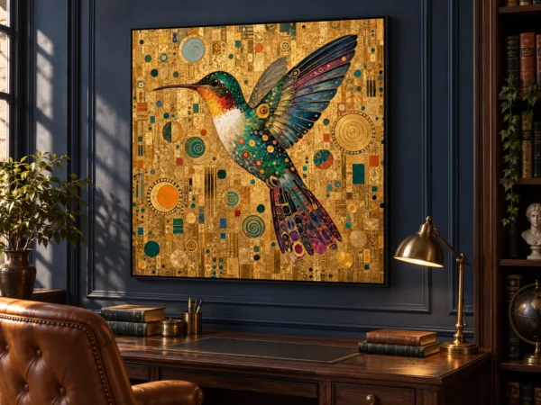 Gold Hummingbird Printable Wall Art – Gilded Wings