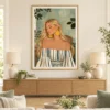 Boho Woman Printable Wall Art – Sage Green & Gold Portrait