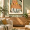 Boho Woman Printable Wall Art – Sage Green & Gold Portrait