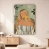 Boho Woman Printable Wall Art – Sage Green & Gold Portrait