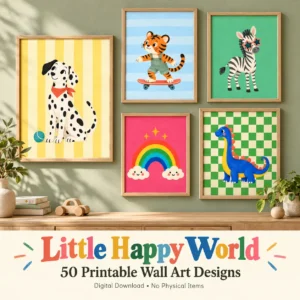 Kids Printable Wall Art Bundle of 50 – Little Happy World